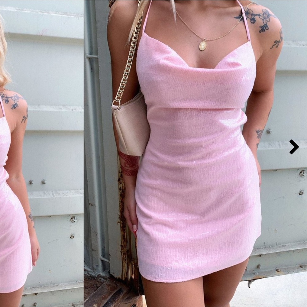 Cowl Neck Sequin Dress